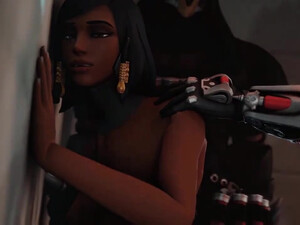 Widowmaker и Reaper по очереди трахают красотку Pharah в 3д порно