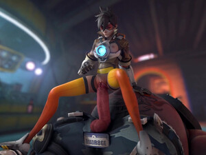 Tracer сосет огромный хуй Турбосвина из игры Овервотч