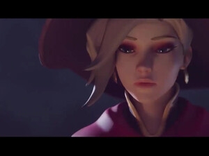 Развратница Mercy ради новых ощущений трахается на кладбище на Хэллоуин