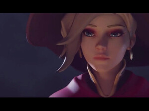 Развратница Mercy ради новых ощущений трахается на кладбище на Хэллоуин