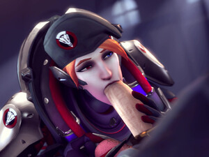 Moira из игры Овервотч сосет хуй