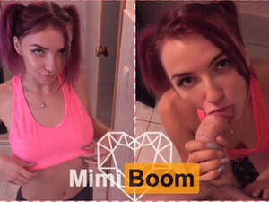 Минет в душе закончился умопомрачительной еблей с тощей милашкой Mimi Boom