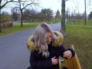 Русская студентка за деньги отсосала и надрочила член незнакомцу в парке