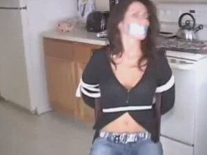 Gagged Brunette Bondage GIF