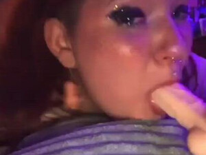 Redhead Dildo Deepthroat GIF