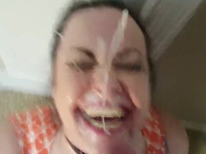 Step-Mom POV Gagging Face Fuck Deepthroat Cumshot Blowjob Big Tits Big Dick Amateur GIF