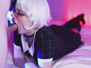 Teen Sloppy Goth Glasses Emo Deepthroat Cute College Blowjob Blonde GIF