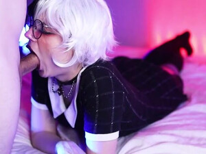 Teen Sloppy Goth Glasses Emo Deepthroat Cute College Blowjob Blonde GIF