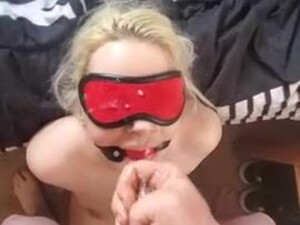 Kinky Facial Cumshot Cum Blindfolded Ball Gagged Amateur GIF