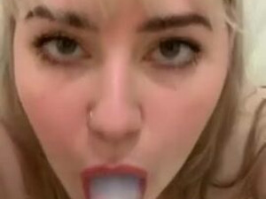 Sloppy Sex Toy Female Dildo Deepthroat Blowjob Blonde GIF