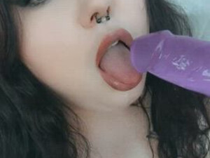 Sucking Spit Pretty Goth Gagging Dripping Dildo Cute Big Tits Alt GIF