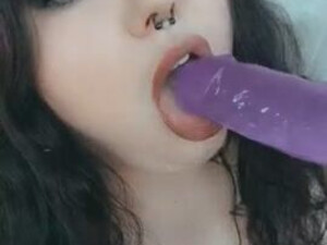 Sucking Spit Pretty Goth Gagging Dripping Dildo Cute Big Tits Alt GIF