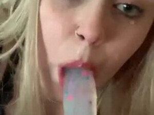 Sloppy Oral Natural Tits Gagging Female Dildo Deepthroat Blowjob Big Tits Amateur GIF