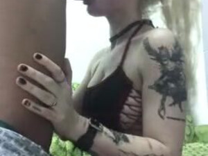 Tattoo Spit Sloppy Rough Deepthroat Boyfriend Blowjob Blonde BDSM GIF