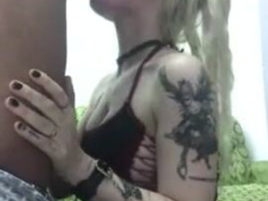 Tattoo Spit Sloppy Rough Deepthroat Boyfriend Blowjob Blonde BDSM GIF