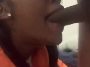 Throat Spit Sloppy Glasses Gagging Gagged Ebony Cute Blowjob BBC GIF