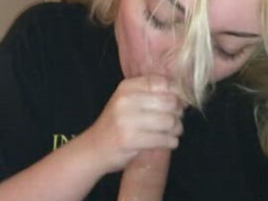 ThroatPie Sloppy Face Fuck Deepthroat Couple Blowjob Blonde GIF