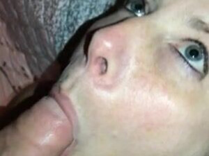 Wife Sucking Pretty Oral MILF Homemade Eye Contact Deepthroat Cock Blue Eyes Blowjob GIF