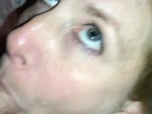 Wife Sucking Pretty Oral MILF Homemade Eye Contact Deepthroat Cock Blue Eyes Blowjob GIF