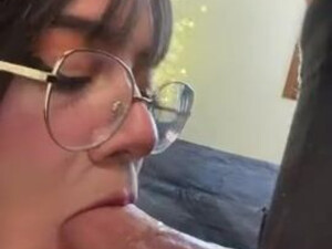 Teen Pretty Glasses Deepthroat Cute Blowjob Big Dick Asian GIF