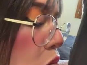 Teen Pretty Glasses Deepthroat Cute Blowjob Big Dick Asian GIF