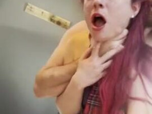 Schoolgirl Redhead Real Couple Pigtails Pain Hardcore Gagged Forced Face Slapping Couple Choking BDSM Anal Amateur GIF