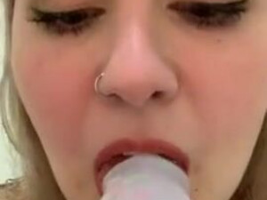 Sloppy Shower Deepthroat Blowjob Blonde Big Tits GIF