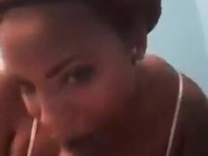 Wet Sloppy Ebony Couple Ebony Deepthroat Blowjob BBC African American GIF