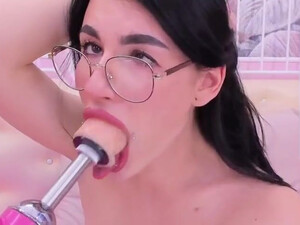 Tease Spit Solo Sloppy Petite OnlyFans Homemade Glasses Gagging Dildo Deepthroat Deep Penetration Choking Ahegao GIF