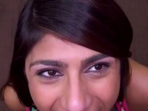 Sucking Pornstar Mia Khalifa Fake Tits Deepthroat Blowjob Big Tits Big Nipples Big Dick Babe GIF