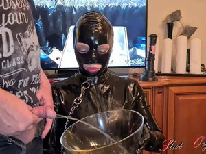 Sloppy Slave Pissing Orgasm MILF Latex Fetish Extreme Deepthroat Bizarre GIF