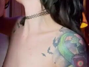 Tattoo Nipple Piercing Natural Tits Deepthroat Blowjob GIF