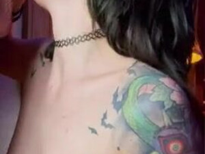 Tattoo Nipple Piercing Natural Tits Deepthroat Blowjob GIF