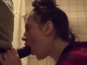 Interracial Face Fuck Deepthroat Blowjob Bathroom BBC GIF